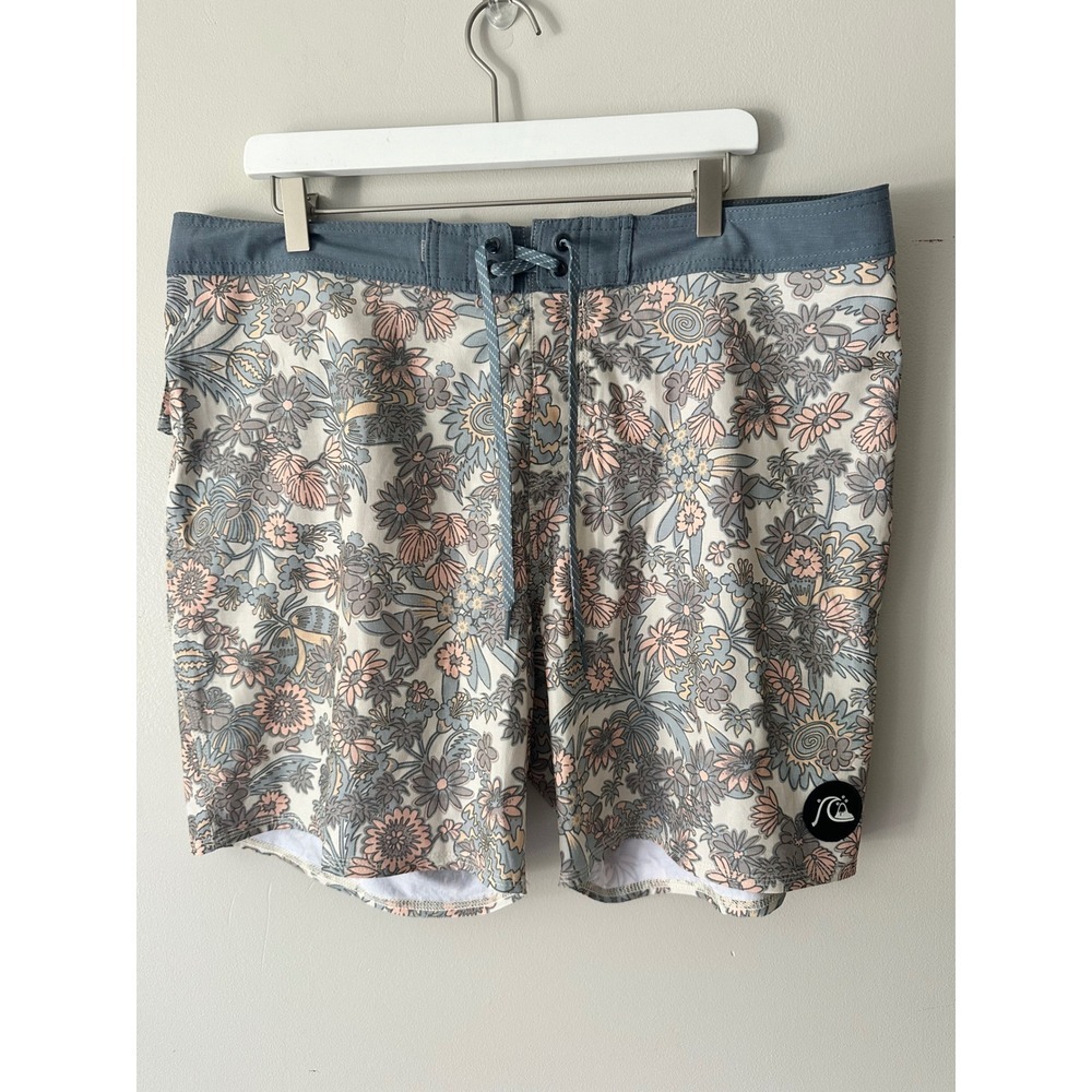 Quiksilver Highline Board Shorts Mens 38 Floral Recycled Hemp Stretch SwimTrunks